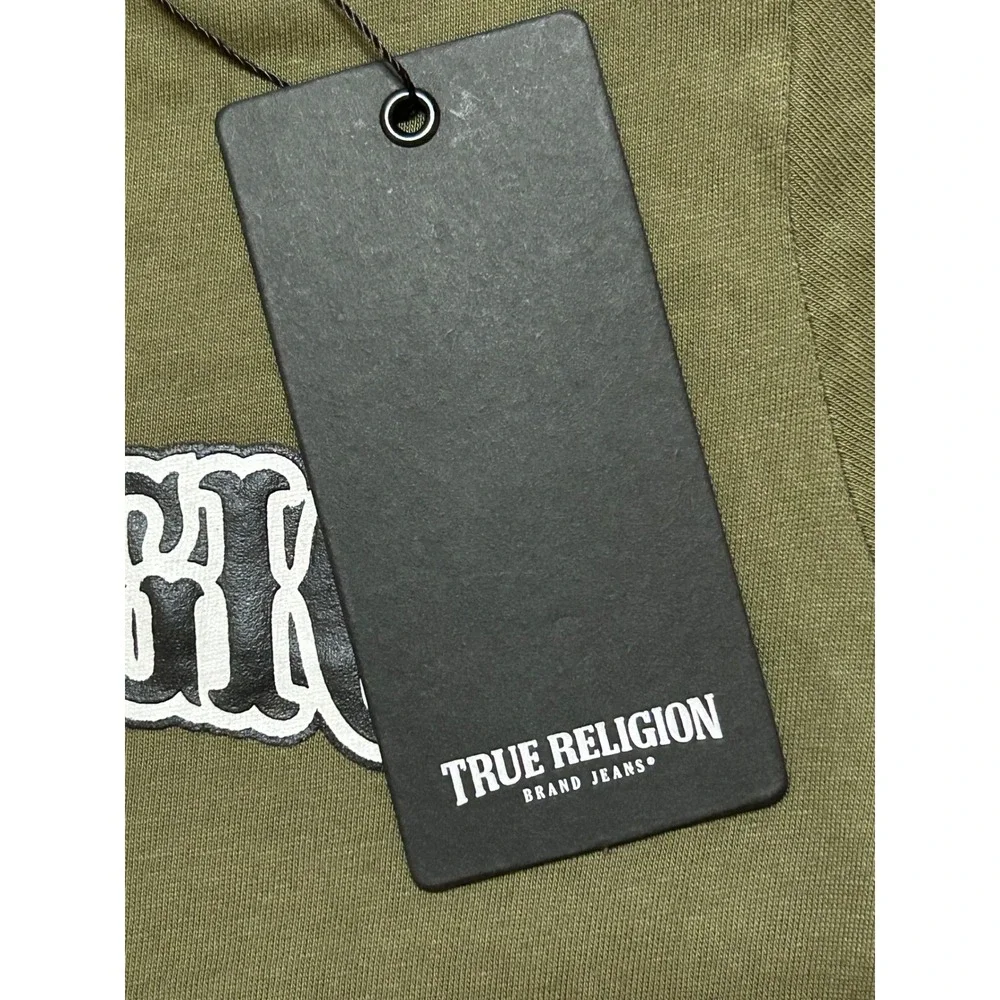 True Religion Boys Olive Green Buddha World Tour Graphic T-Shirt Size S 8 NWT